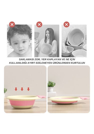 Katlabilir Yenidoğan Bebek Ve Çocuk Banyo Yıkama Kovası Pembe