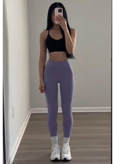 Lila Yüksek Bel Kadın Tayt Mg2230 Lila