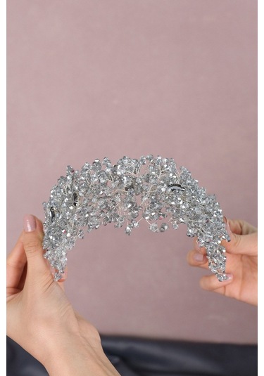 FdayAksesuar Kadın En Güzel Gelinlere Özel Barbara Kristal Boncuklu Gelin Saç Aksesuarı FRDY31660