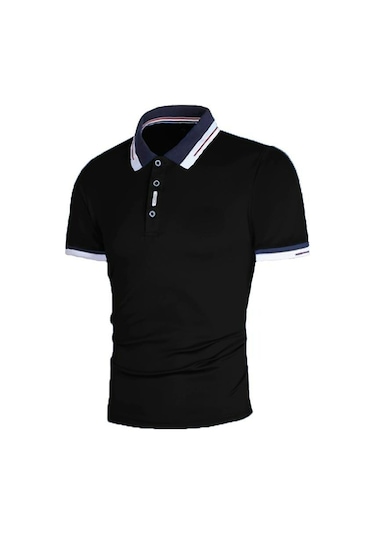 Koyu Gri Yaz Erkek Dikişli Kontrast Renkli Tişört Erkek Spor Moda Kısa Kollu Rahat Kırmızı Ve Siyah Polo Gömlek Koyu Gri