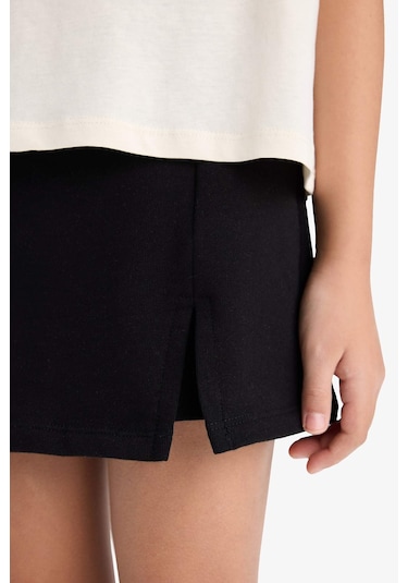 DeFacto Kız Çocuk 2'li Takım Baskılı Kolsuz Tişört Şort Etek E1260A825SMBG106 Bej