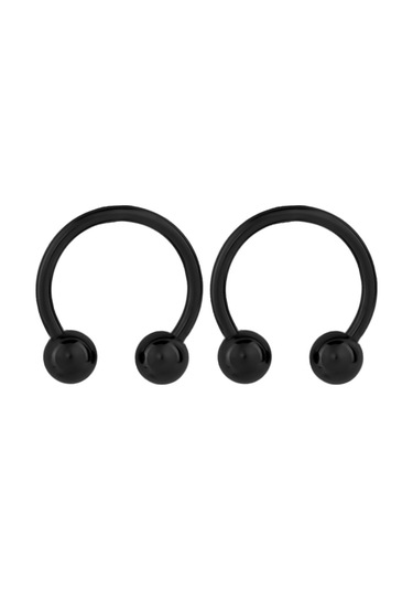 Suntek Paslanmaz Çelik At Nalı Topu Septum Dudak Burun Kulak Siyah