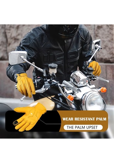 Ranyeek Xl Sarı Motorcu Kollukları - Dokunmatik Ekranlı, Güneş Engellli, Spreyli Koruma, Soluklu Deri Eldivenler