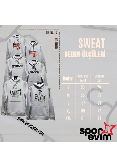 Fuba Kapşonlu Sweat Enjoy Gri Gri
