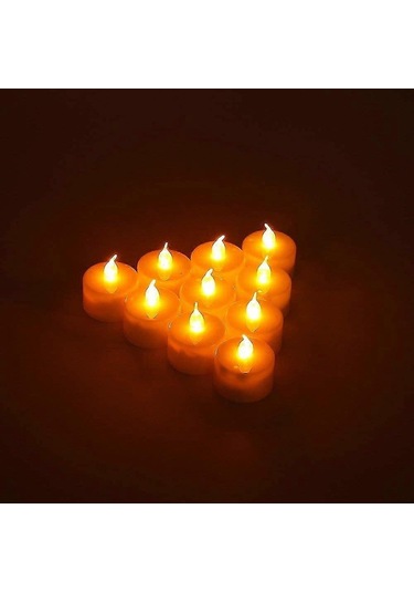 48'li Paket Gerçekçi Ve Parlak Pil İle Çalışan Titrek Alevsiz Led Isıtma Işıkları, Piller Dahil - Sarı Diğer