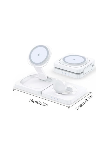 Topshop1 2 Adet Beyaz 3ü 1 Arada Fonksiyonlu Katlanabilir Kablosuz Şarj Cihazı İphone İwatch Uyumlu Hızlı Şarj Tabanı Taşınabilir Şarj Aleti