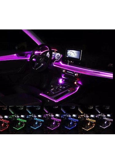 Araç Içi App Kontrollü Rgb Atmosfer Ambiyans Led Neon 5 Parça 6Mt