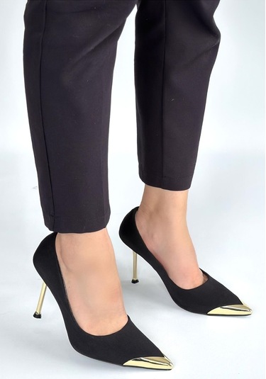 Dmr Elegance Alis Siyah Saten Stiletto Ayakkabı Renkli