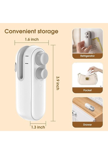 Pazly - 2'si 1 Arada Şarj Edilebilir Mini Paketleme Makinesi, Ev Tipi, Atıştırmalık İçin Pratik