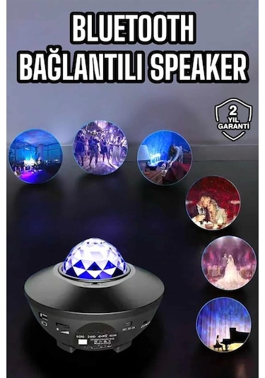 Cj Çocuklara Özel Şarjlı Bluetooth Hoparlör Parti Led Lambası Yıldızlı Projeksiyon