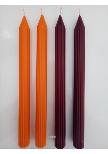 Yılbaşı Özel Serisi 4'lü Turuncu Bordo Şamdan Doğal Soya Mumu