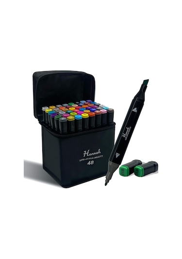 Hannah 48 Parça Çantalı Çift Taraflı Marker Seti