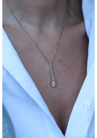 14 Ayar Altın Cetaş Fortuna Nazarlık Detaylı Taşlı Kolye Kly23834 Sarı Altın