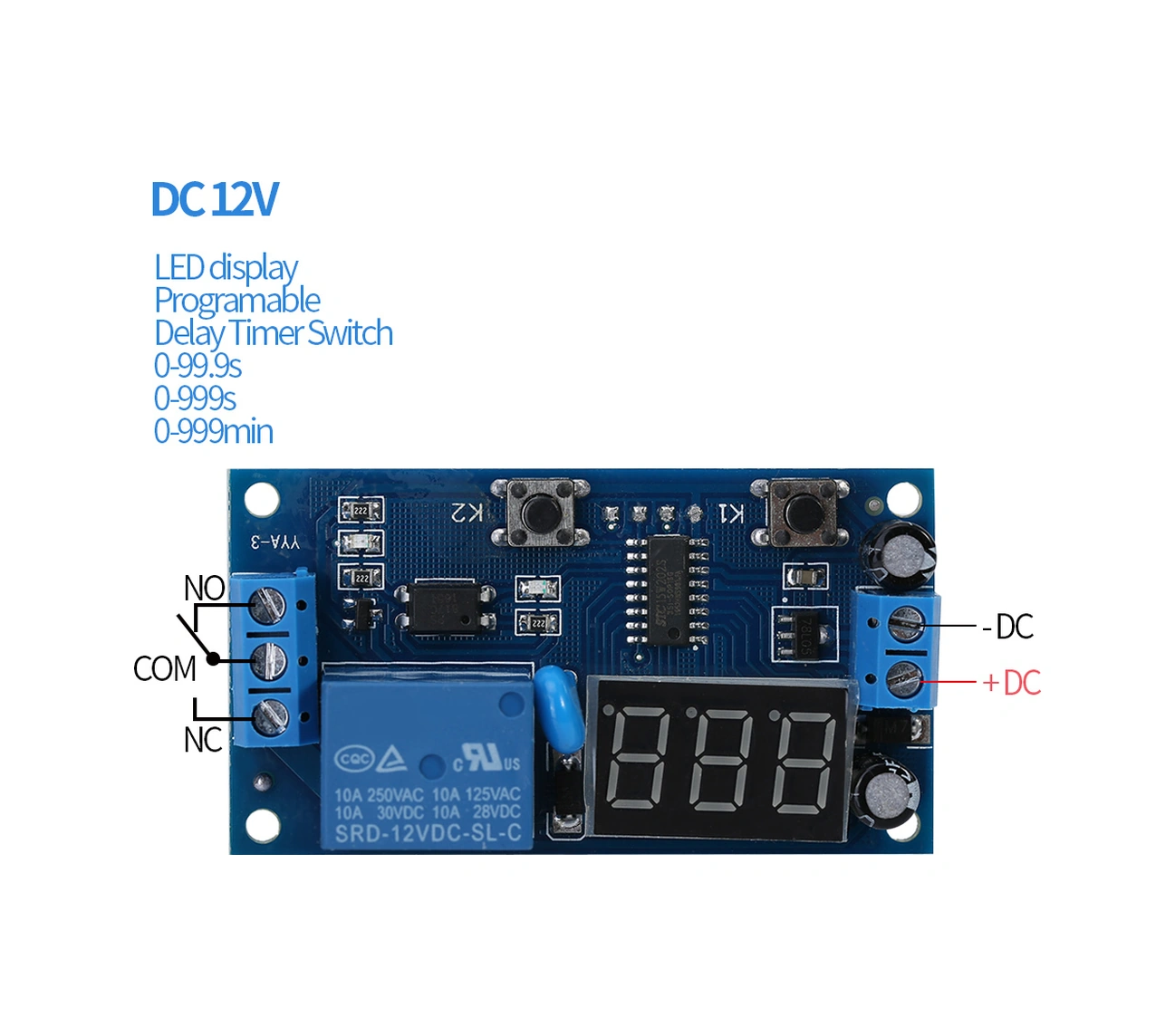 Tenfowee 12v Sürekli Döngüsel Zamanlayıcı Röle Modülü - Açık/kapatma Süresi Ayarlanabilir, Kesinti Anı Belleği, Yüksek Hassasiyetli Kontrol Cihazı