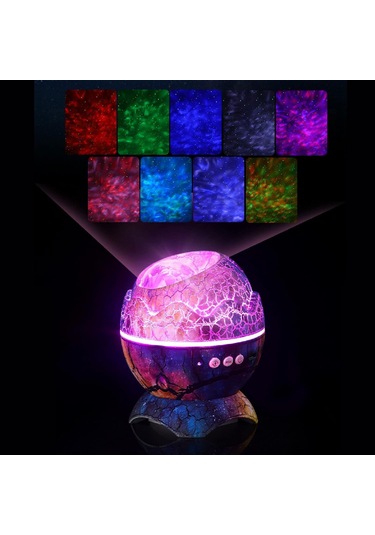 Bukrem Store-galaksi Dinozor Yumurtası Gece Lambası Bluetooth Hoparlör & Kumandalı Yıldız Projektör