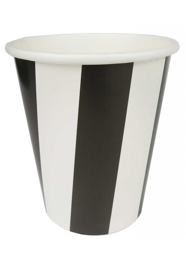 Bardak Karton Çizgili Siyah Beyaz 8 Oz Pk:8 +3