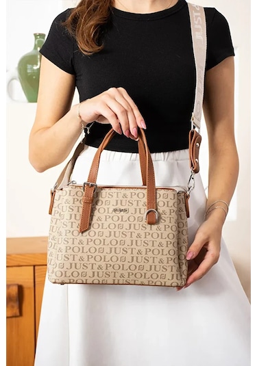 Just Polo Kadın Günlük Kullanıma Uygun Ayarlanabilir Askılı Şık El Ve Omuz Çantası Shoulder Bag Kum