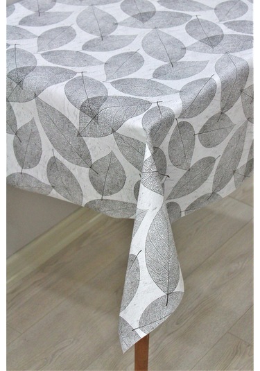 Elyaf Astarlı Silinebilir Pvc Muşamba Masa Örtüsü 165-a Yapraklı-gri