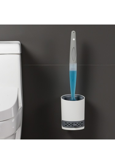 Dikkatle Seçilmiş Tuvalet Fırçası Yumuşak Kıllı Temizlik Çıkmaz Uçlu Asılı Sıvı Eklenmiş Tuvalet Fırçası Rafı