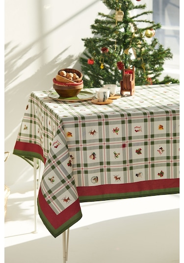 Yılbaşı Noel Figürlü Masa Örtüsü 140x240
