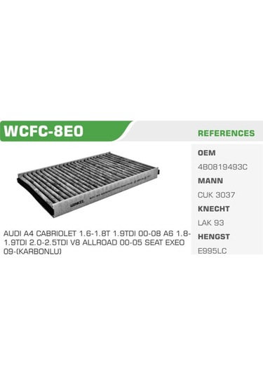 WINKEL WCFC-8 Polen Filtresi A4 00-04 A6 97-05 / Exeo Karbonlu