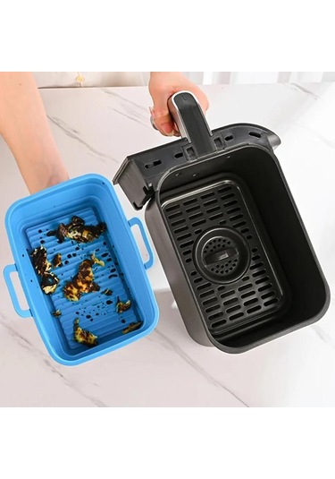 Kahverengi Katlanabilir Fırın Tavası Silikon Hava Fritöz Mikrodalga Fırın Gıda Sınıfı Özel Dikdörtgen Fritöz Fırın Tavası Saklaması Kolay Kahverengi