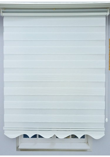 Kırık Beyaz Pliseli Zebra Stor Perde - Eteği Dilimli - Alüminyum Kasa Ve Boru Kırık Beyaz