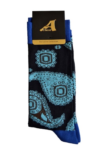 A Classe Şal Desenli Lacivert Erkek Çorap Lacivert