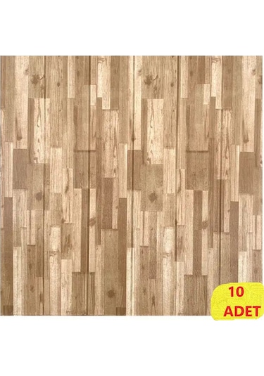 10 Adet 70x70cm Silinebilir Kendinden Yapışkanlı Açık Kahverengi Salon Antre Duvar Paneli Kağıdı