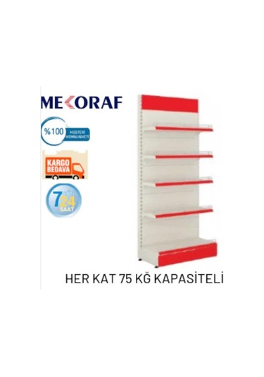 Mekoraf Market Rafı 225X90X35 Cm 5 Katlı Beyaz