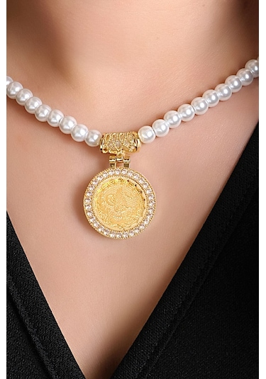 Tuğralı Incili Kolye