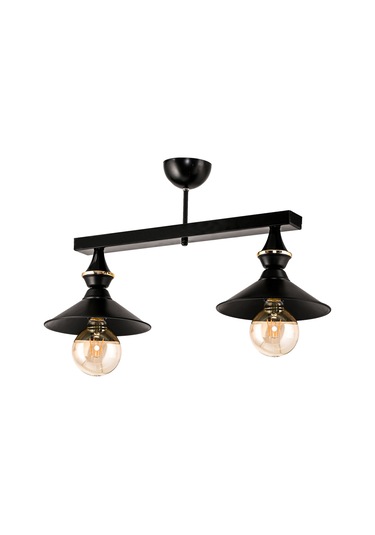 Dede İkili Ufo Sarkıt Avize Japon Şapkalı Siyah Siyah2