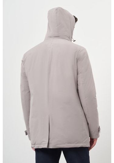 Morven Erkek Taş Poliamit Çıtçıtlı Kapüşonlu Mont 25ks024003870 Taş Taş