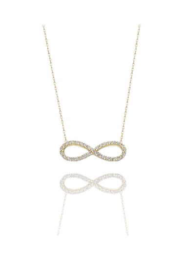 Klasik Sonsuzluk Çok Şık 14 Ayar Altın Kolye