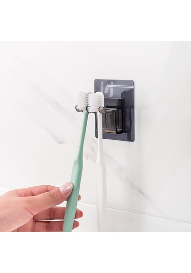 Kahverengi Duvara Monte Diş Fırçası Tutucu Seti Kahverengi