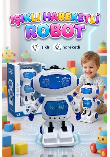 Işıklı Müzikli Sesli Dans Eden Hareket Eden Akıllı 26,5cm İnteraktif Eğitici Oyuncak Robot