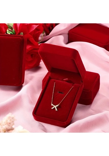 Willowhaven 8 Parça Kırmızı Kadife Mücevher Kutusu Kolye Küpe Saklama Kutusu