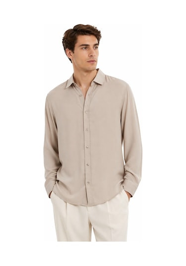 Cazador Erkek Tencel Regular Fit Gömlek Uzun Kol 20610 Bej Cazador Erkek Tencel Regular Fit Gömlek Uzun Kol 20610 Bej
