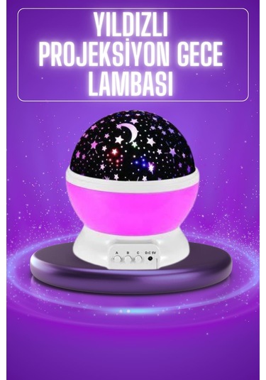 Yıldız Görünümlü Gece Lambası Renkli Masa Lambası Gökyüzü Projeksiyon Çok Renkli