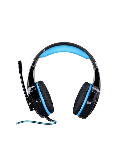 Youtek G9000 Oyun Kulaklığı 3.5mm + Usb, 40mm Sürücü, Gürültü Engelleme, Led Işık, Mikrofonlu - Siyah-mavi