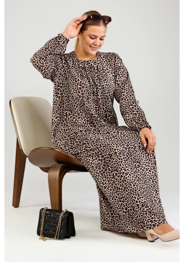 Kadin Buyuk Beden Viskon Tesettür Elbise 001