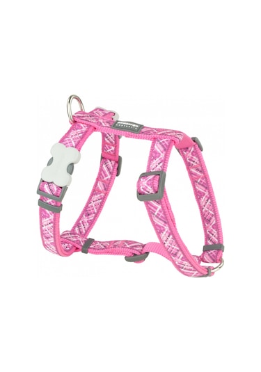 REDDİNGO FLANNO DESENLİ PEMBE KÖPEK GÖĞÜS TASMASI L /25MM Çok Renkli