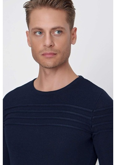 Tr 849 Slim Fit Lacivert Klasik Triko Lacivert