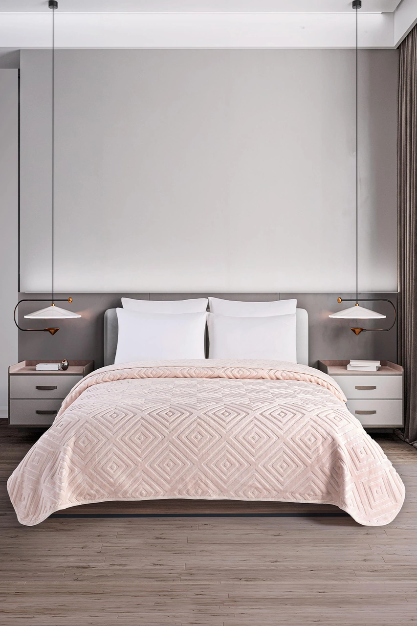 Belura 200x220 Çift Kişilik Emboss Battaniye Vizon