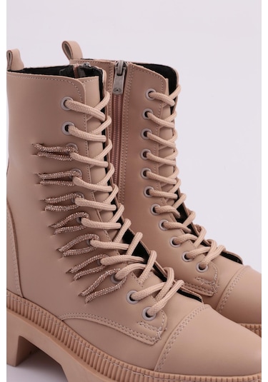 Dgn K9075 Kadin Bağcikli Silver Taş Bağcikli Bot K9075-1916-R12632 Ten Rengi