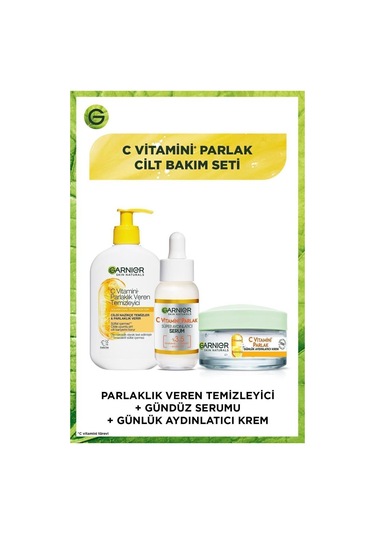 Garnier Serum 30 ML + Aydınlatıcı Krem 50 ML + C Vitamini Parlaklık Veren Temizleyici 250 ML