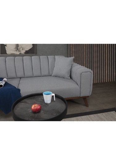 Velar Yataklı Kanepe Keten Gri Kazayağı Gri