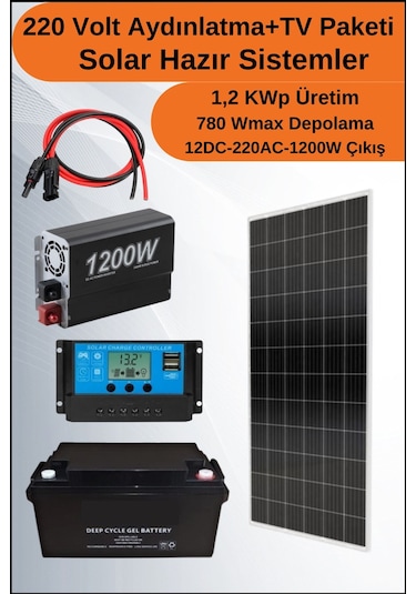 N&D Lighting Tv+aydınlatma Venti Mono Solar Paket 220 Volt -1.2kwp