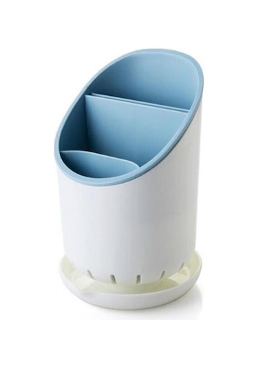 Mavi Sofra Depolama Braketi Plastik Drenaj Boru Konteyner Kurutma Raflı Stand Bıçaklar Kaşık Çatal Konteyner Mutfak Aracı