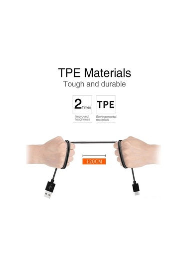 Sandwich Siyah Tip-c Hızlı Şarj & Veri Kablosu, 9v Maks Gerilim, 1m Uzunluk, Akıllı Bağlantı